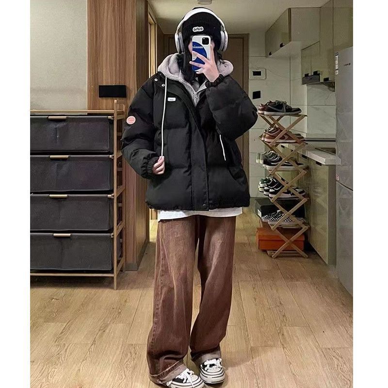 反季假两件羽绒棉服2025冬季2025新款加厚面包棉衣宽松棉袄外套潮|undefined