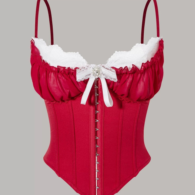 2025 Sexy Mesh Lace Bralette with Fishbone Straps, High-End Style Inner Top, Christmas Red Top 2025 Sexy Mesh Lace Bralette with Fishbone Straps, High-End Style Inner Top, Christmas Red Top