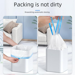 White drawstring garbage bag household portable thickened kitchen large roll cleaning bag office plastic bag
