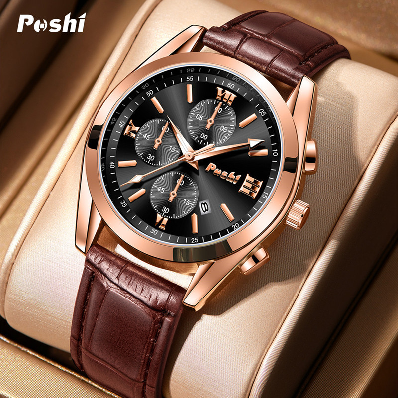 Reloj de Cuarzo Deportivo Multifuncional para Hombre de Aleación y Cuero, Impermeable, Luminoso, Calendario, para Hombres image 1