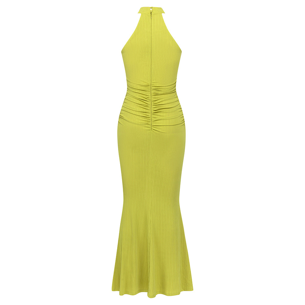 Summer Sexy Vintage Halter Sleeveless Floral Print Pleated Dress Women