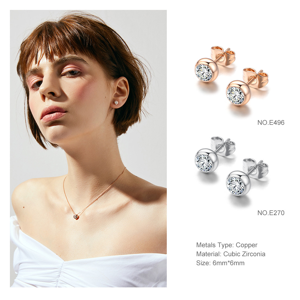 Classic Diamond Stud Earrings Geometric Zircon Fashion Jewelry_voghion.com