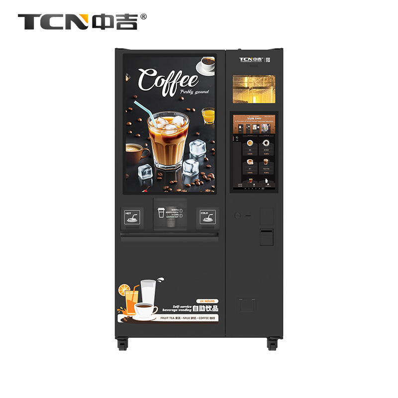 Máquina expendedora de café y té de frutas Zhongji, autoservicio de leche fresca, máquina expendedora de café y leche fresca molido en el momento, sin personal
