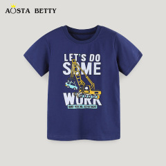 歐美風男童T恤24夏季新款卡通工程車印花運動衫兒童圓領短袖上衣