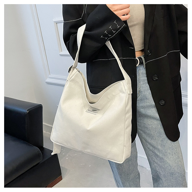 Large-capacity, fashionable and simple canvas bag, 2025 new style, casual and artistic shopping bag, versatile, shoulder crossbody bag undefined