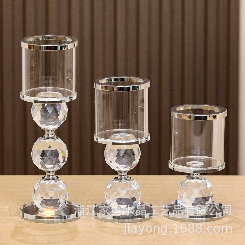 メーカー卸売 欧風燭台飾り キャンドルカップ 高脚防風ランプホルダー ガラス装飾 シンプルでロマンチックな工芸品|undefined