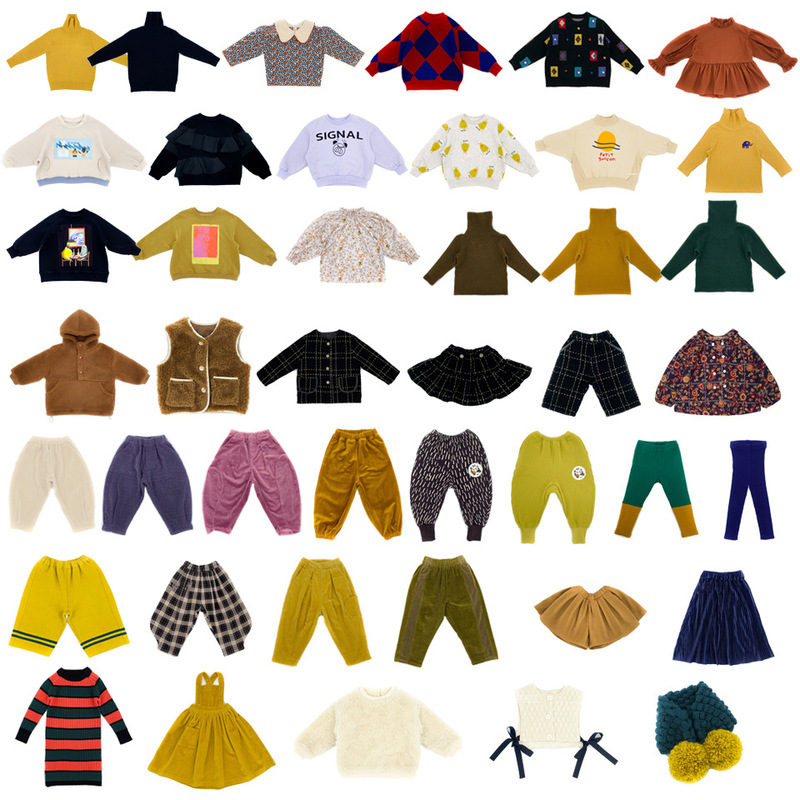 Spot autumn and winter children's clothing MF collection for boys and girls Mao Mao sweater rhombus sweater corduroy radish pants harem pants