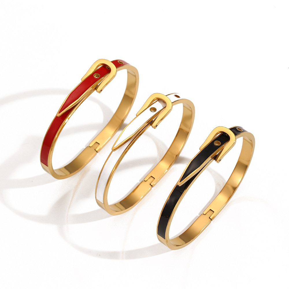 Pins viento goteo aceite hebilla de herradura pulsera de acero inoxidable joyería moda todo fósforo de alta gama hebilla de cinturón pulsera de acero de titanio