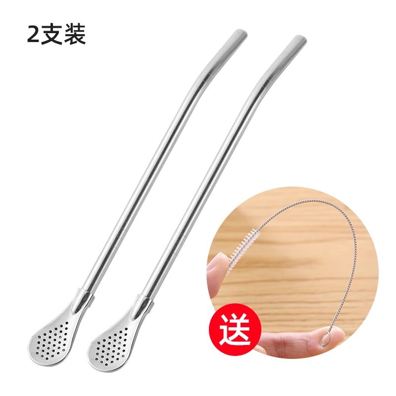 물방울 숟가락 빨대 2 빨대 청소 브러시 2
