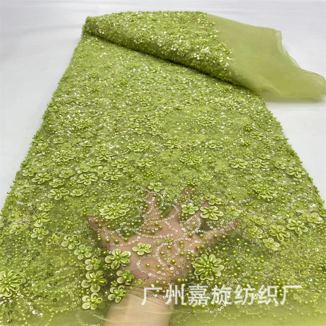 Flor tridimensional láser, cuentas de arroz, lentejuelas, tela de malla, tubo de cuentas fresco pequeño, ropa para niños, ropa de actuación, tela bordada, lace
