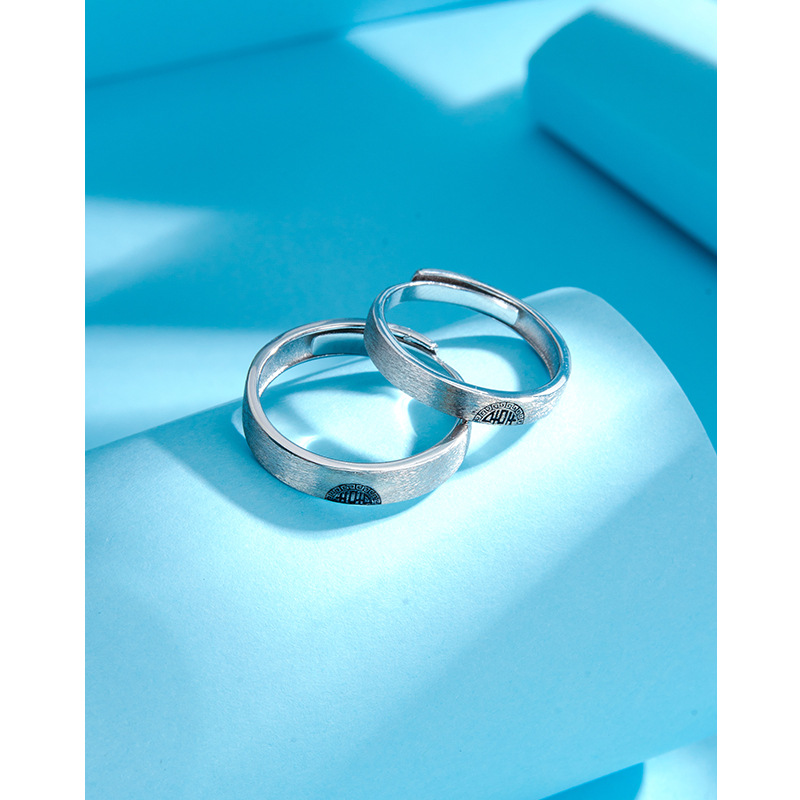 Doble Xi linmen pareja anillo de Plata de Ley 925 pareja de un par de anillo de horquilla dedo índice boca abierta retro anillo