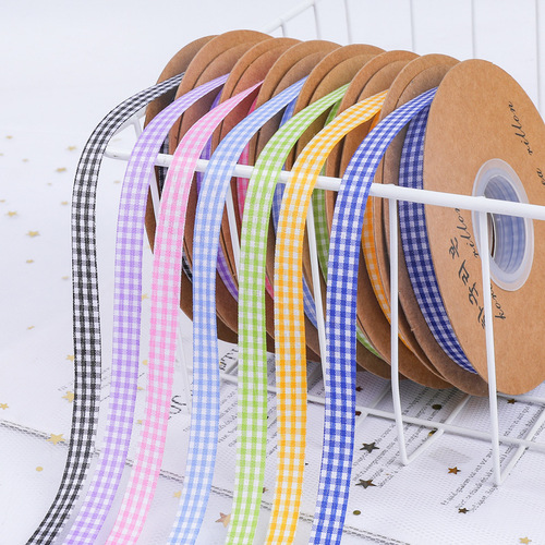 2cm plaid ribbon baking packaging ribbon flower bouquet cake box cloth ribbon grid 1cm pattern satin ribbon