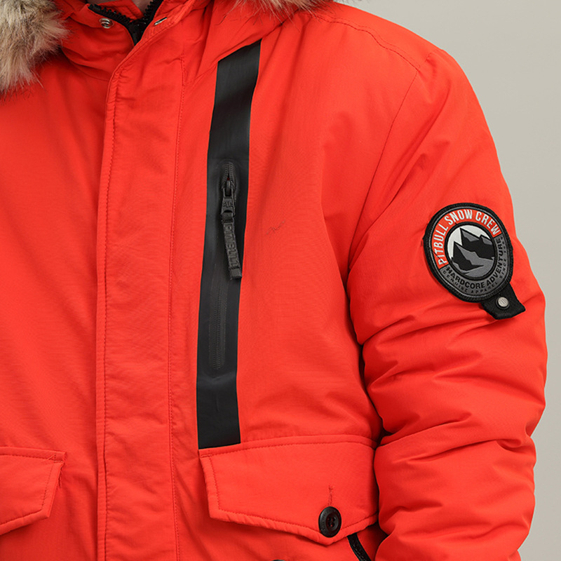 Chaqueta de Algodón con Cuello de Pelo Grande para Hombre de Poliéster para Invierno
