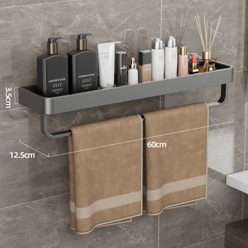 Pistola de baño gris triángulo almacenamiento rack montado en la pared de ponche-libre baño Baño lavabo esquina almacenamiento