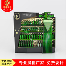 展示柜化妆品陈列广州乐美护肤品展示台木质烤漆中岛柜背柜带灯条