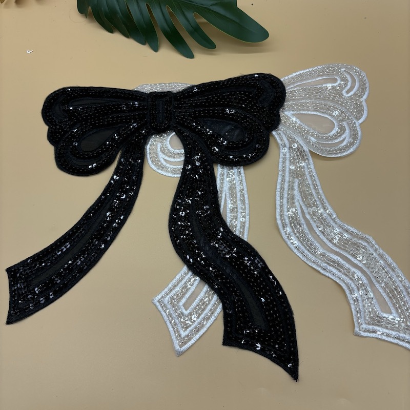 电脑珠绣胸花蝴蝶结贴花肩花婚纱晚礼服牛仔衫补丁外贸服装辅料