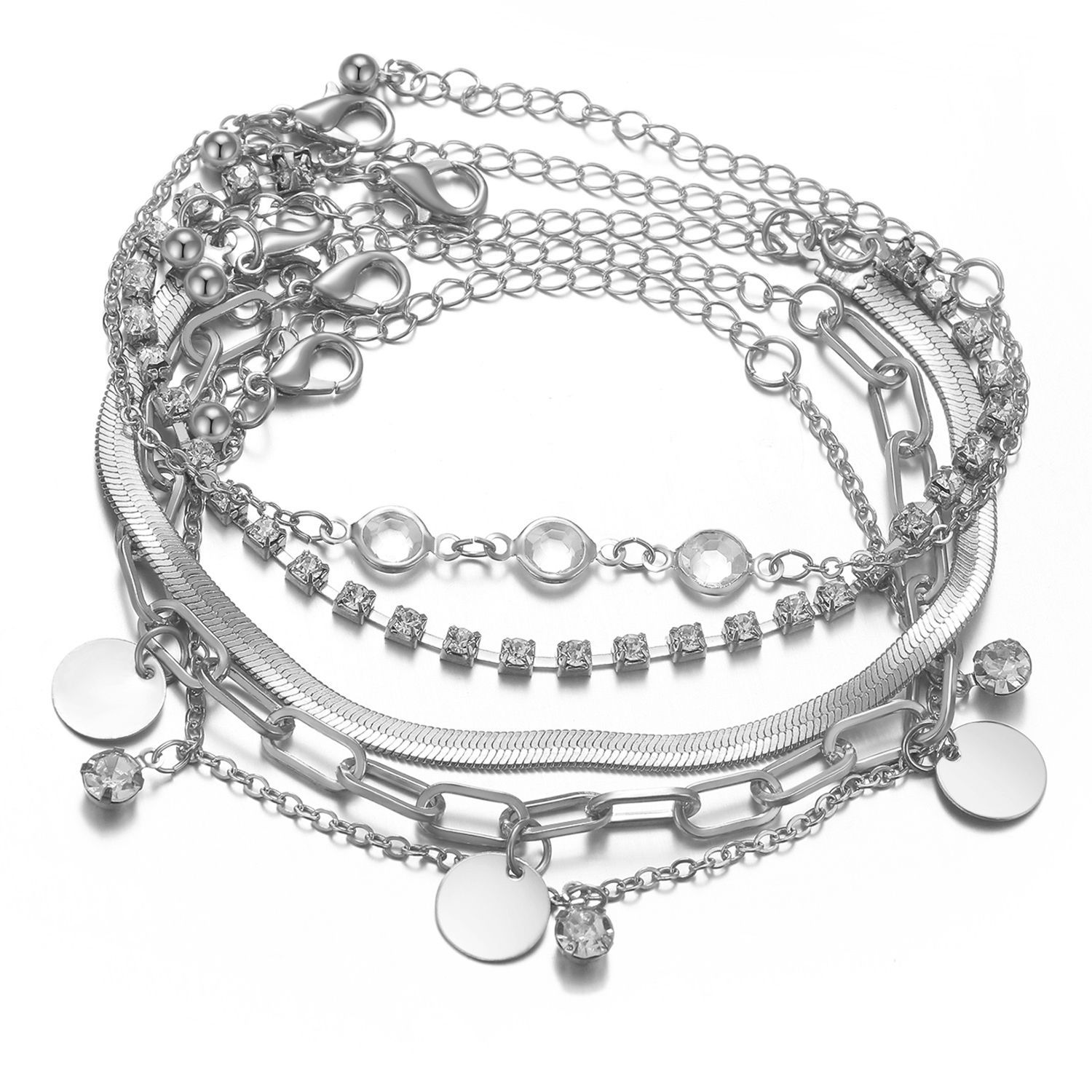 Set bracciali a catena stile serpente multi-strato donna_voghion.com