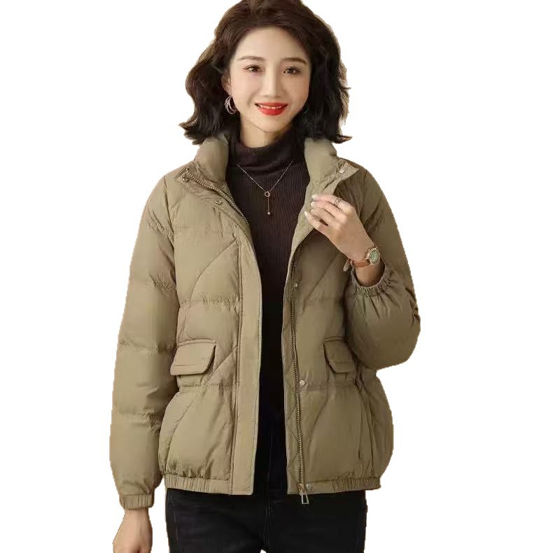 2025 nueva ropa de algodón de otoño y invierno de cuello vertical de mediana edad damas sueltas coreanas corta chaqueta de algodón cálida casual gruesa