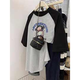 女童潮牌字母短袖休闲上衣夏季装新款儿童纯棉插肩袖洋气半袖T恤