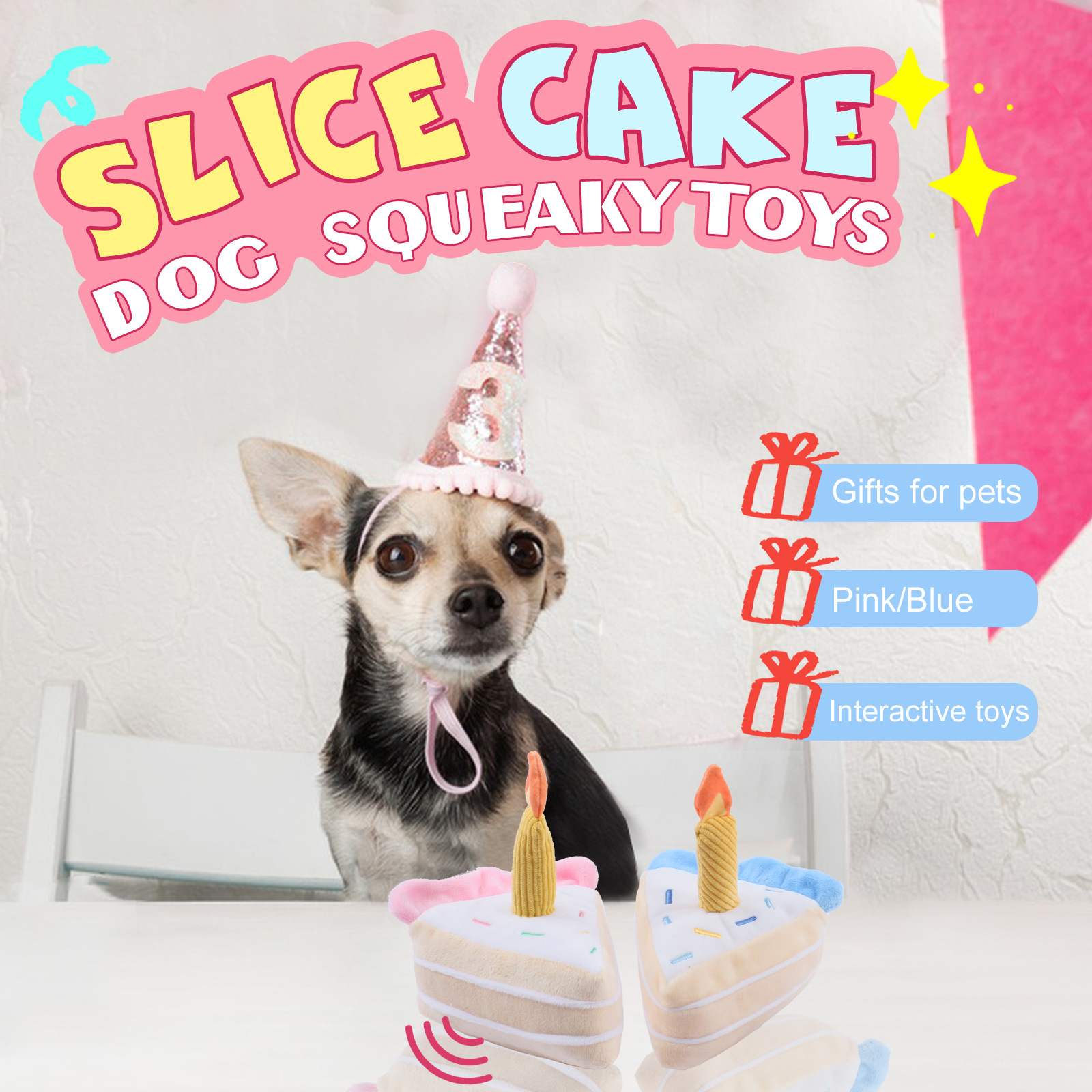 Juguete peluche pastel de cumpleaños, para perro, con sonido, transfronterizo, entrega rápida