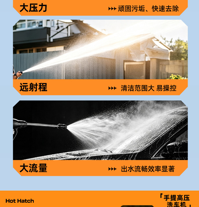 High-pressure car wash machine, suitable for home and commercial use, 220V, for cleaning farms and courtyards, with a powerful water gun and high-power water pump
