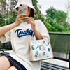 Fresh capacious cloth bag, brand linen bag, cartoon shopping bag, 2022 collection, Korean style
