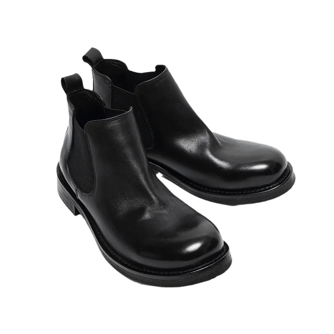 Stivali singoli da uomo in pelle nuovi autunnali e invernali, stivali corti, scarpe in pelle con testa grande, scarpe Derby_voghion.com