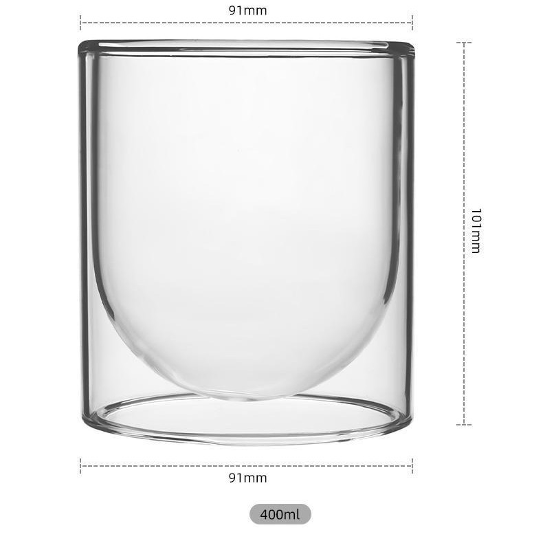 Taza de vidrio de doble capa de alta temperatura de alta borosilicona de vidrio de doble capa de vela de vela de doble capa de taza de té a prueba de quemaduras mayorista