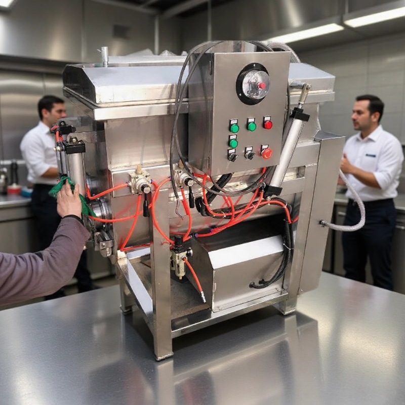 双绞龙干粉拌馅机-烤肠馅真空搅拌机-肉糜馅料自动混合机