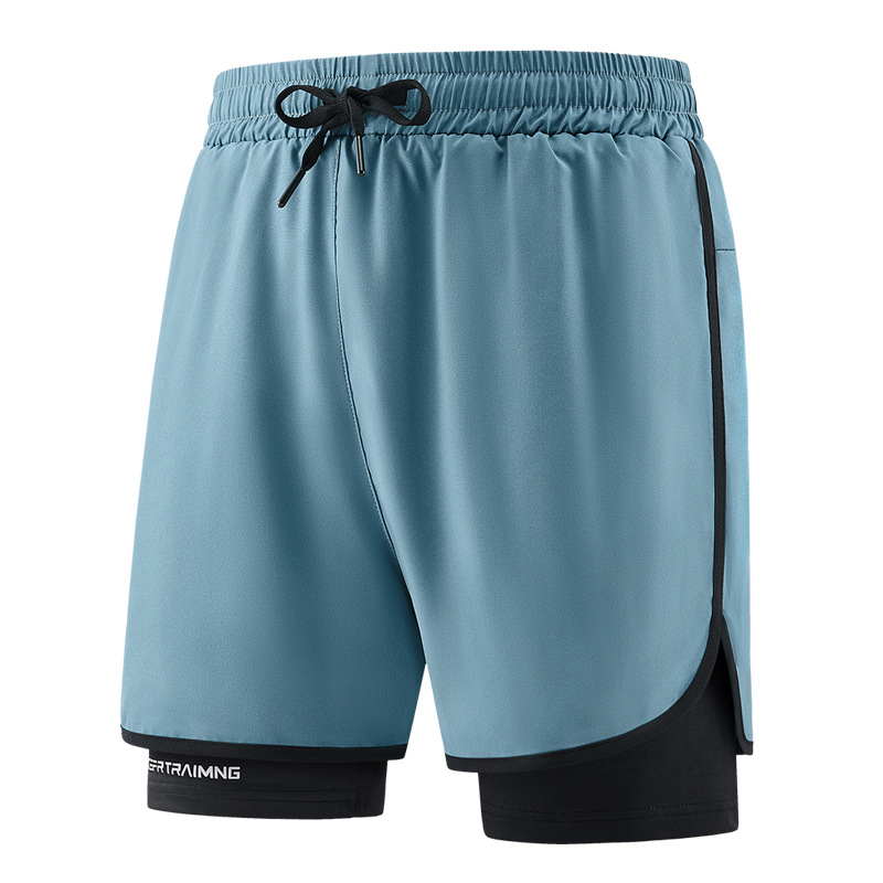 Pantalones cortos deportivos de secado rápido para hombres de verano pista y campo maratón correr pantalones de acondicionamiento físico falsos dos pantalones de entrenamiento de luz