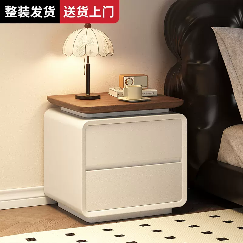床头柜实木奶油风家用卧室2026新款小型高级感中古原木风收纳柜子