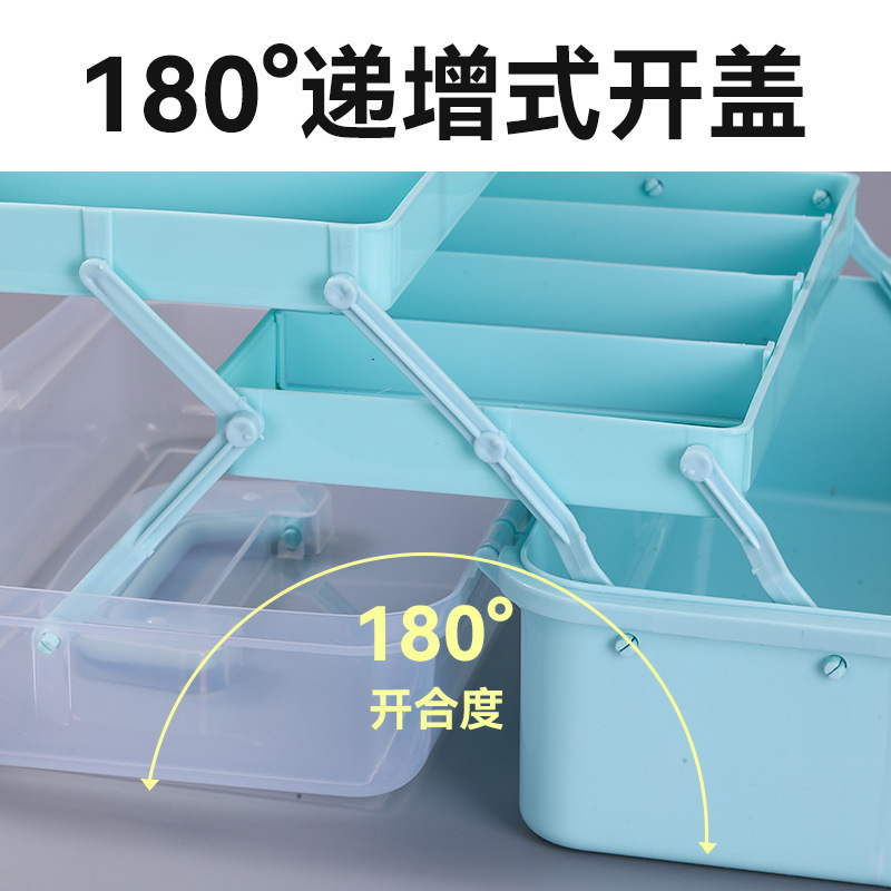 三層手提げ収納ボックス美術専用折りたたみ可能特大五金工具箱ネイルボックス雑物収納ボックス|undefined