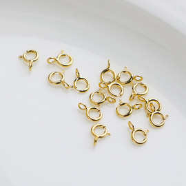 S925纯银弹簧扣 5mm银镀金圆扣手链项链配件 diy手工收尾连接扣头