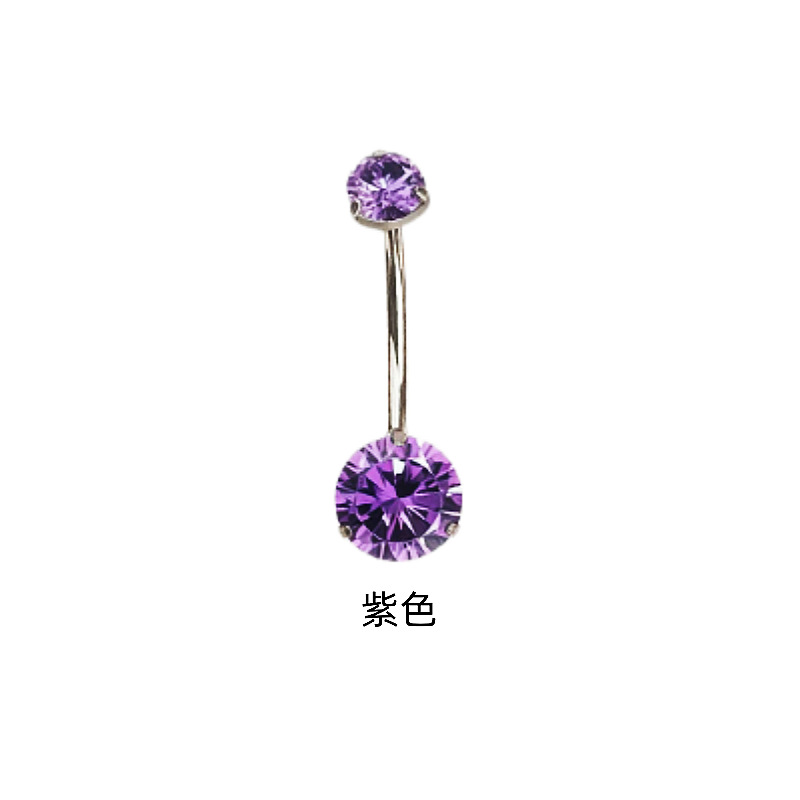 G23 Titanium Three-Prong Double-Head Zircon Internal Thread Navel Ring - Super Shiny Round CZ Belly Button Jewelry detail image 12