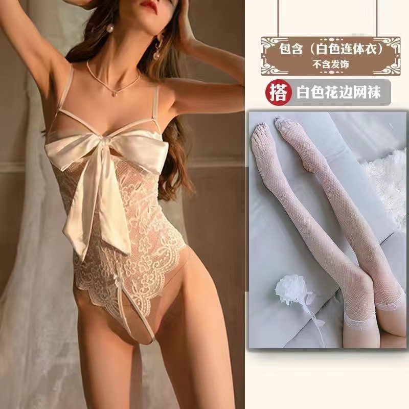 흰색 + 흰색 망사 스타킹