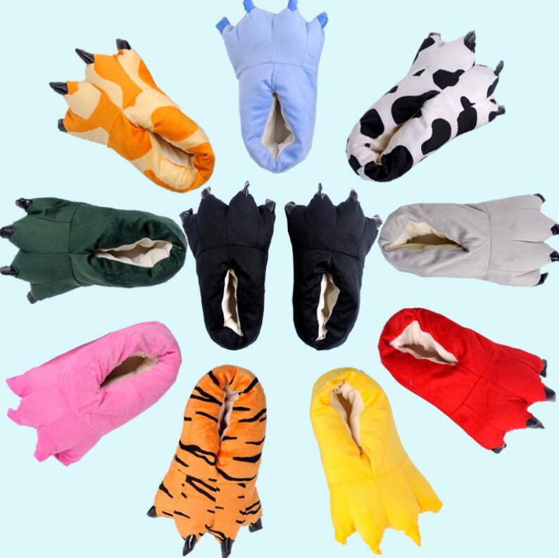 Dinosaur claw shoes thick cotton padded plush increased home shoes cartoon animal one-part pajamas feet wholesale