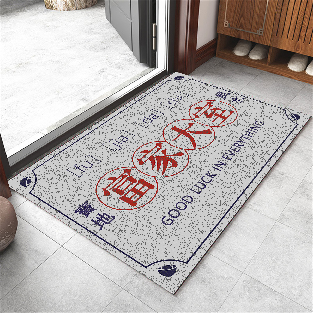 Nacional de moda anillo de seda puerta Mat Puerta de bienvenida PVC impermeable antideslizante pie estera raspado barro frotando suelo se puede cortar