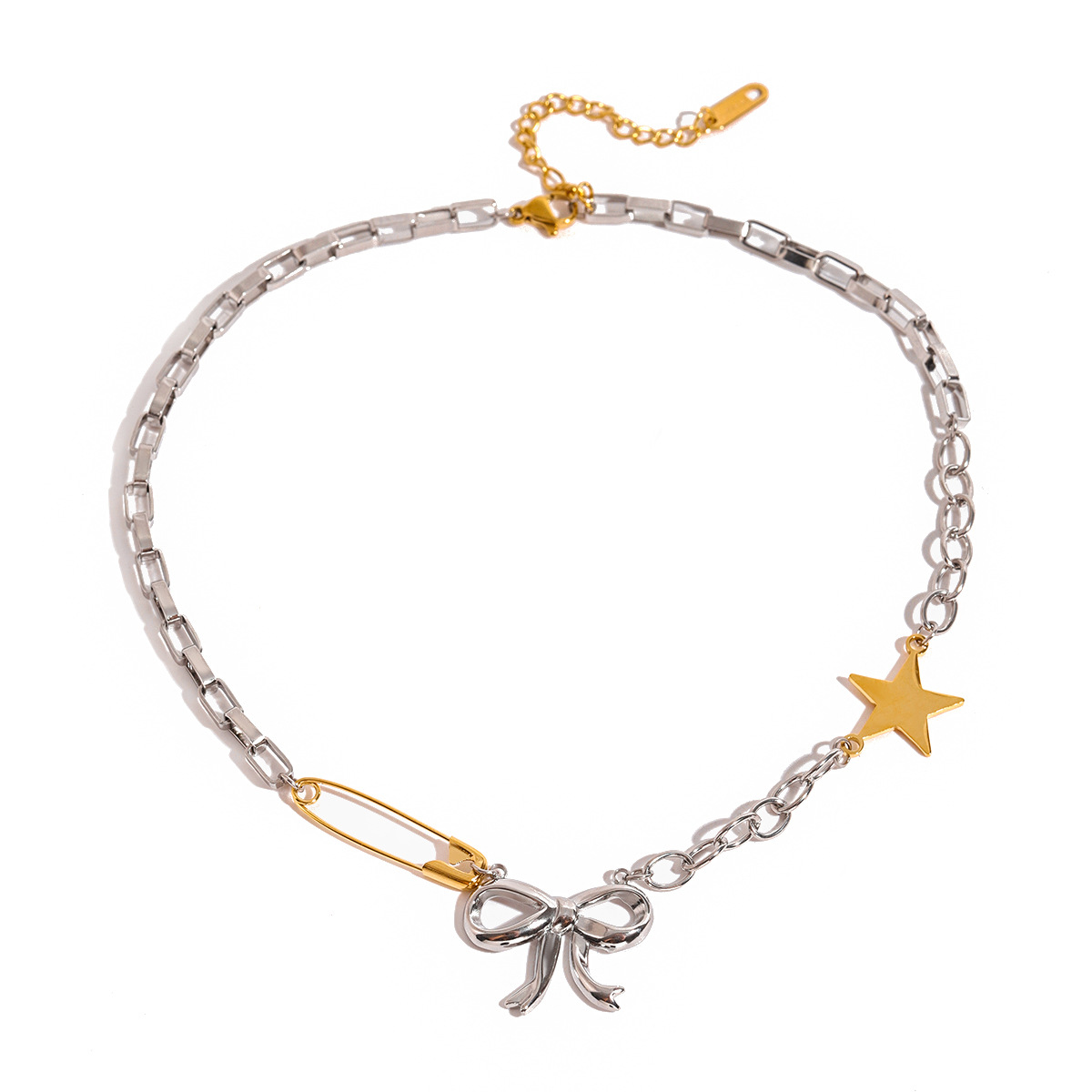 All Seasons Season PVD Coated Real Gold Plated Star Bow Knot 304 Stainless Steel Casual Elegant Simple Style Waterproof Non Tarnish Pendant Necklace