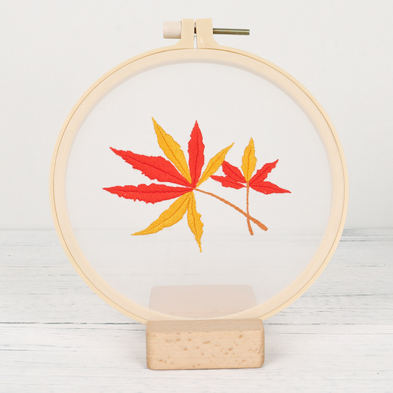 Ginkgo hoja de arce transparente hilo bordado material paquete DIY hecho a mano auto-bordado pintado traje de costura