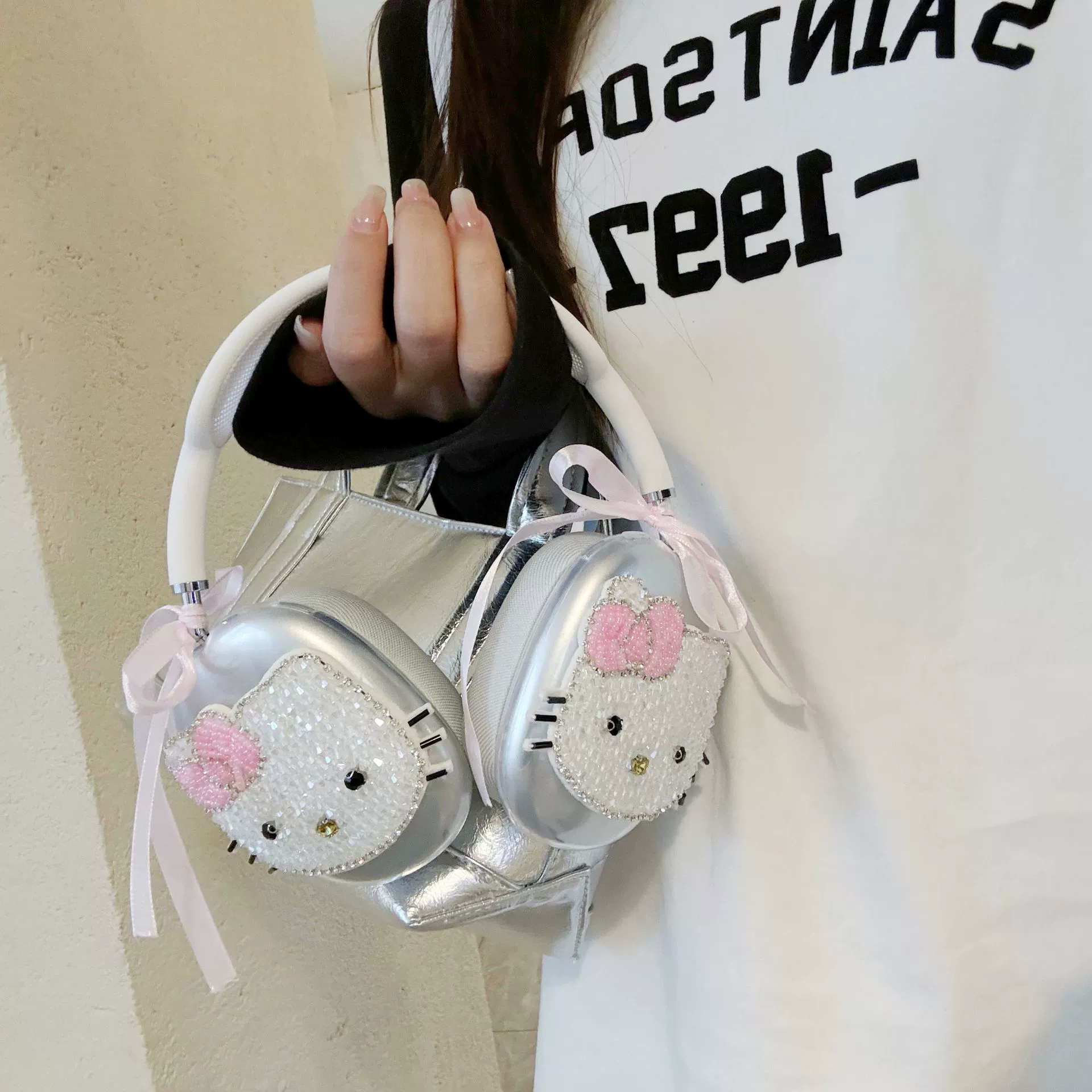 Rhinestone KT cat for airpods max protective case Apple headset ear cap earmuffs earphone girl heart