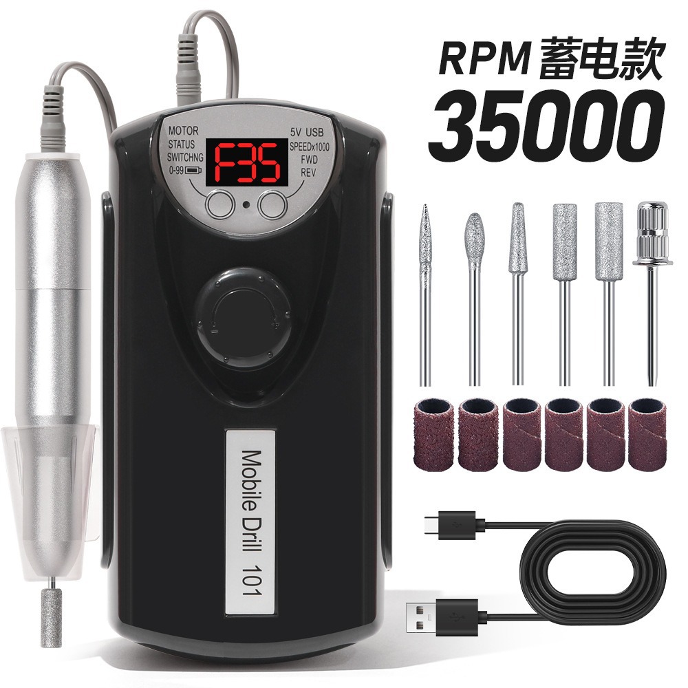 Amoladora de uñas portátil Desmontador profesional de uñas 30000 rpm amoladora de uñas eléctrica pulido 101 amoladora de uñas