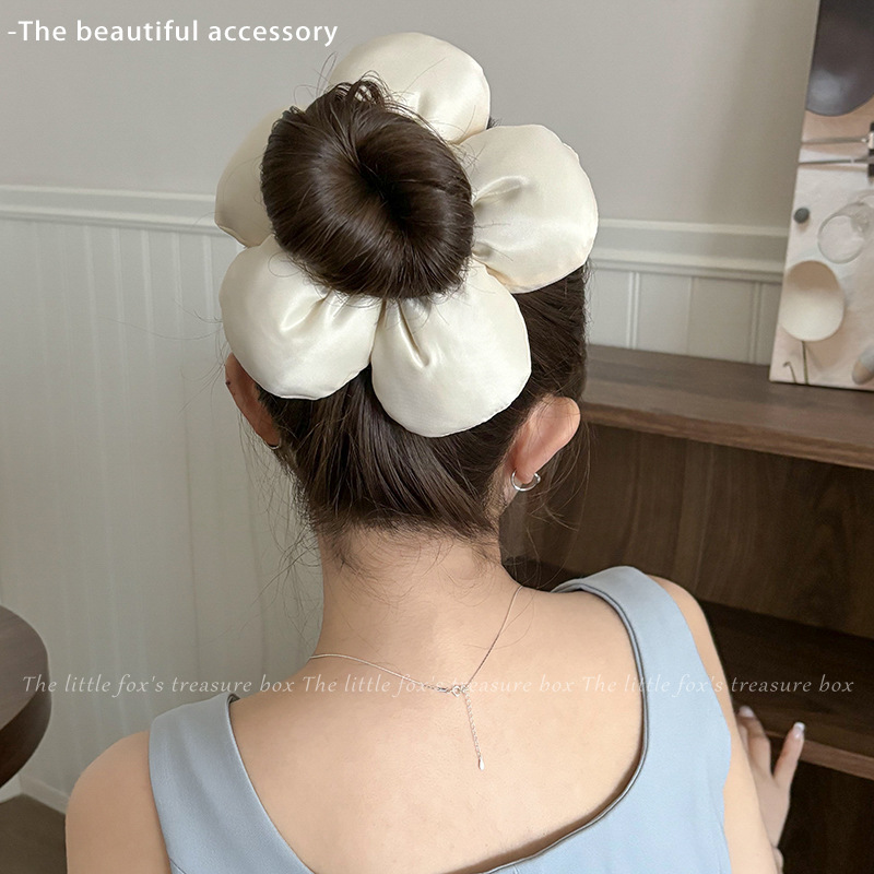 almohada de satén para dormir anillo de cabello de alto nivel coreano relleno de algodón cuerda de cabello bola de cabello