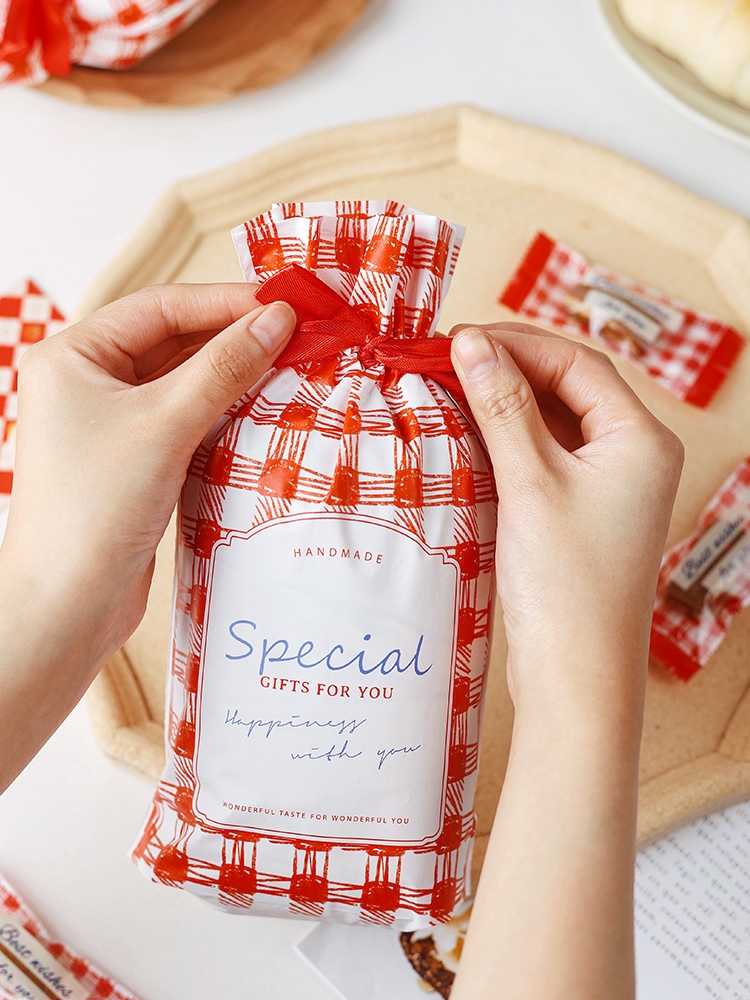2025 bolsas de embalaje de dulces de Año Nuevo galletas de nougat bolsas auto-selladas bolsas de bolsillo bolsas de embalaje de papel de cuerdas