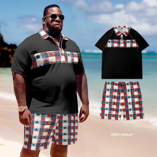 Spring and summer Europe and the United States POLO suit short sleeve men's 3D digital printing plus size daily cross-border foreign trade high street leisure