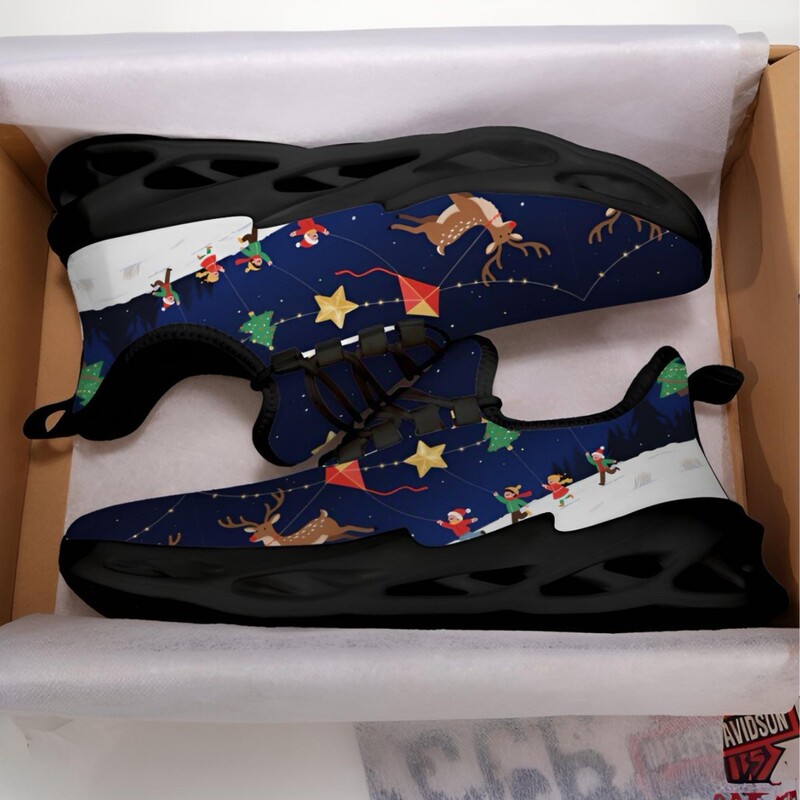 New Christmas-Themed Men's Shoes with a Festive Atmosphere, Versatile, Comfortable, Fashionable, Casual Blade Sole Trendy Walking Shoes