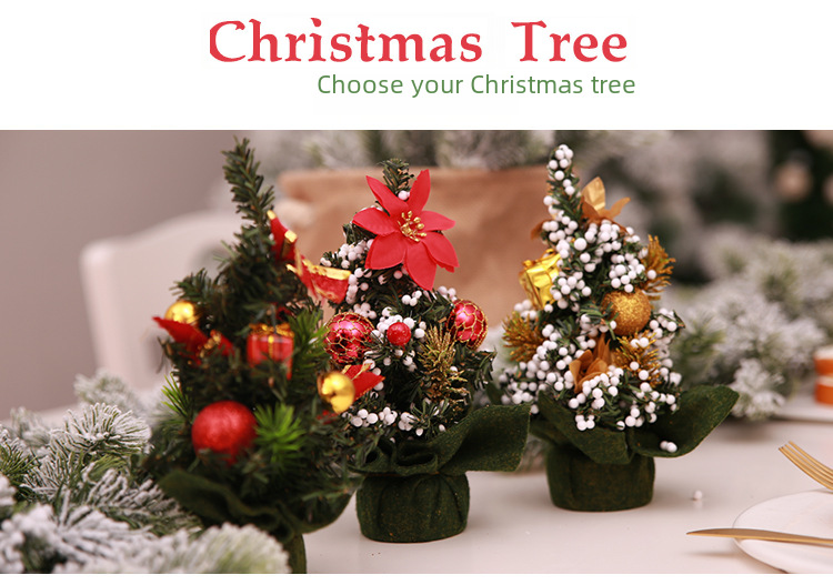 Mini small Christmas tree trumpet Christmas tree Christmas table ornaments Christmas tree decorations 20cm_voghion.com