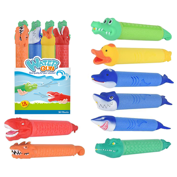 跨境儿童抽压式水炮 EVA卡通动物沙滩玩具 高压喷水枪抽拉式水枪