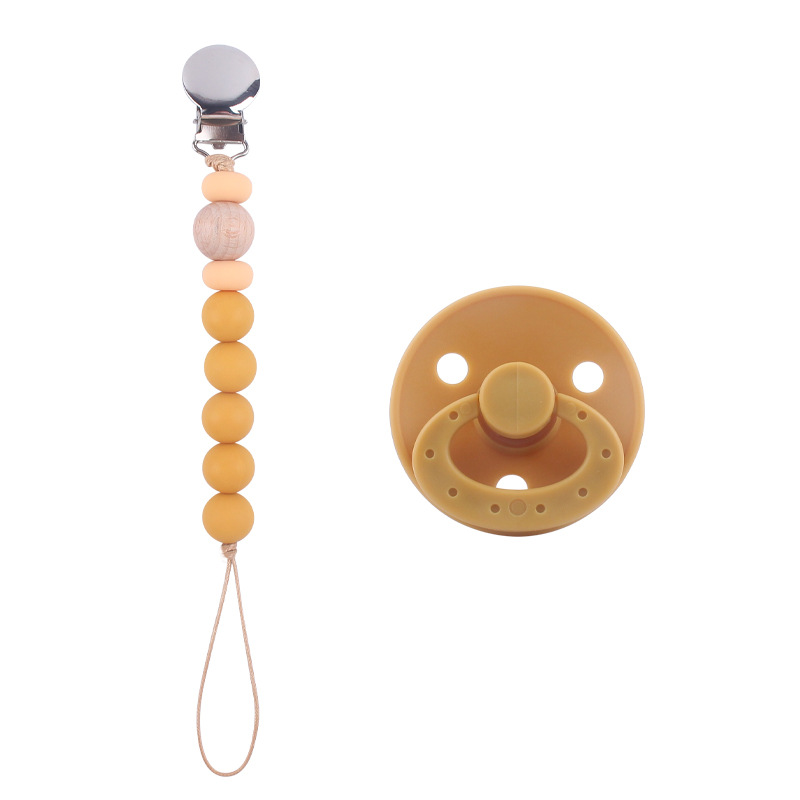Nuevo bebé suministros chupete DIY creativo bebé silicona mordedura molar pezón cadena traje de dos piezas