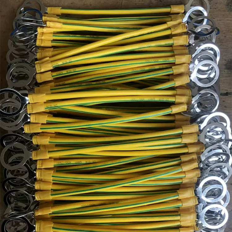 法兰跨接线 BVR-6平方线长20公分14mm孔黄绿接地线 规格齐全