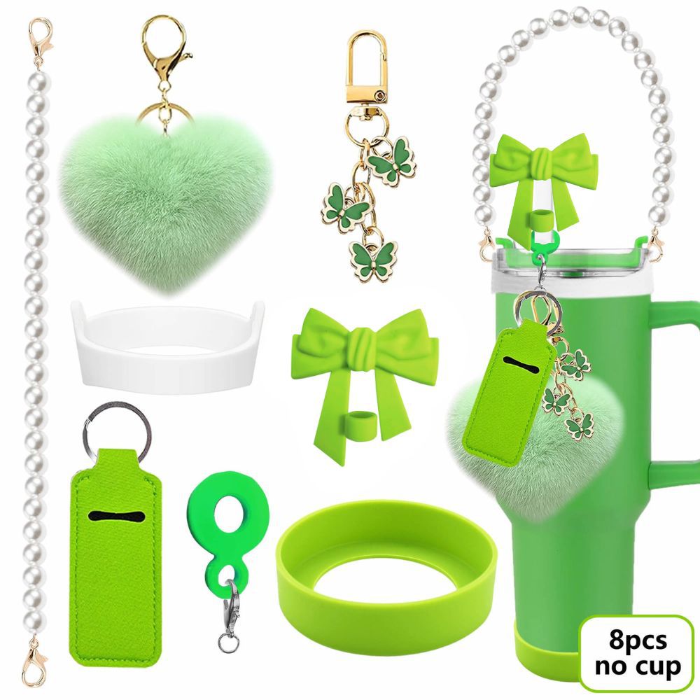 Accesorios de taza Stanley colgante de cuerda de mano flor de silicona gorra de paja de peluche colgante de taza cadena de taza de color cubierta de taza